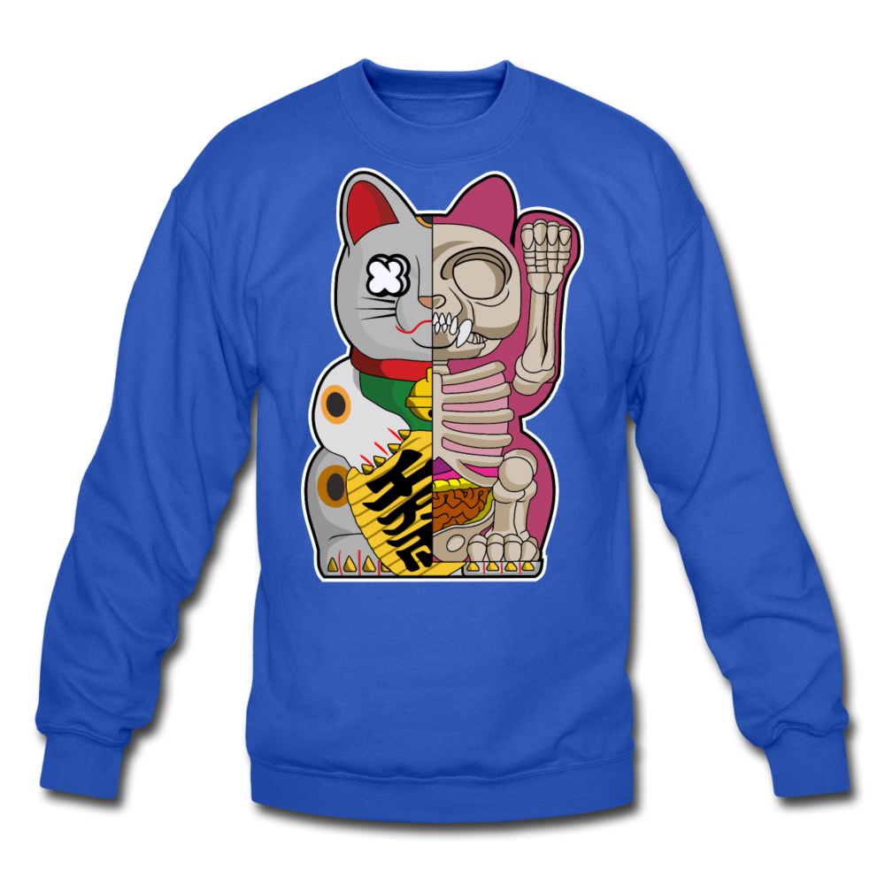 Fortune Half Skeleton Cat - Crewneck Sweatshirt - royal blue