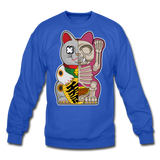 Fortune Half Skeleton Cat - Crewneck Sweatshirt - royal blue