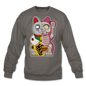 Fortune Half Skeleton Cat - Crewneck Sweatshirt - asphalt gray