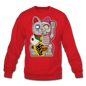 Fortune Half Skeleton Cat - Crewneck Sweatshirt - red