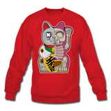Fortune Half Skeleton Cat - Crewneck Sweatshirt - red
