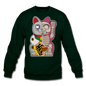 Fortune Half Skeleton Cat - Crewneck Sweatshirt - forest green