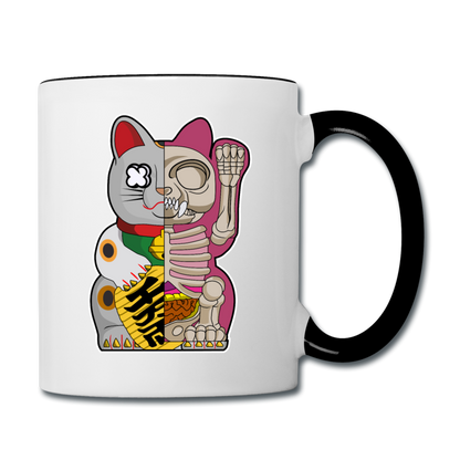 Fortune Half Skeleton Cat - Contrast Coffee Mug - white/black