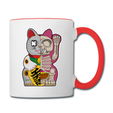 Fortune Half Skeleton Cat - Contrast Coffee Mug - white/red