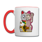 Fortune Half Skeleton Cat - Contrast Coffee Mug - white/red