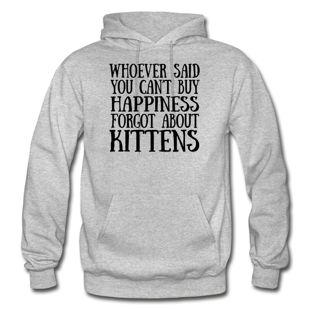 Can't Buy Happiness - Kittens - Black - Gildan Heavy Blend Adult Hoodie - heather gray