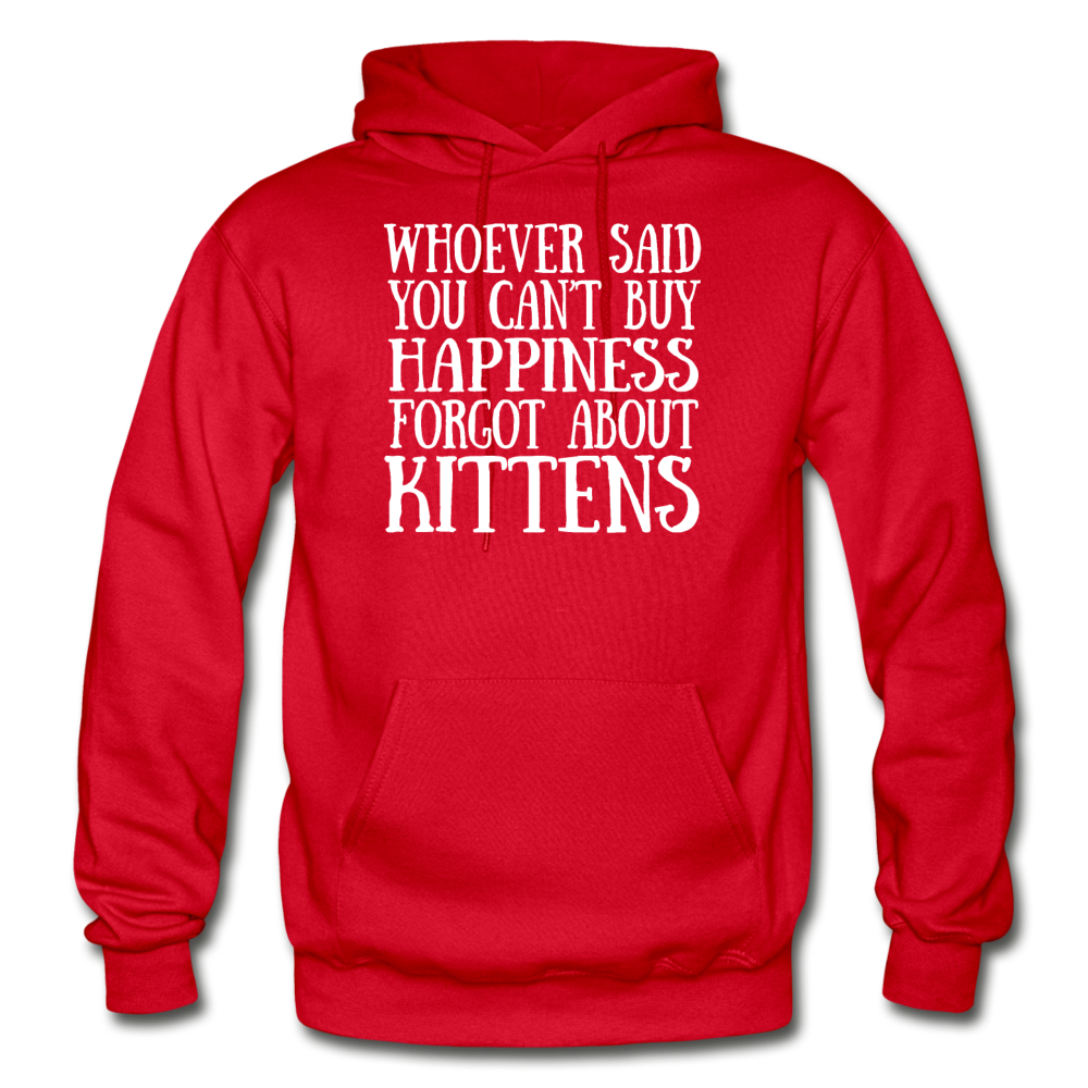 Can't Buy Happiness - Kittens - White - Gildan Heavy Blend Adult Hoodie - red