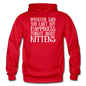 Can't Buy Happiness - Kittens - White - Gildan Heavy Blend Adult Hoodie - red