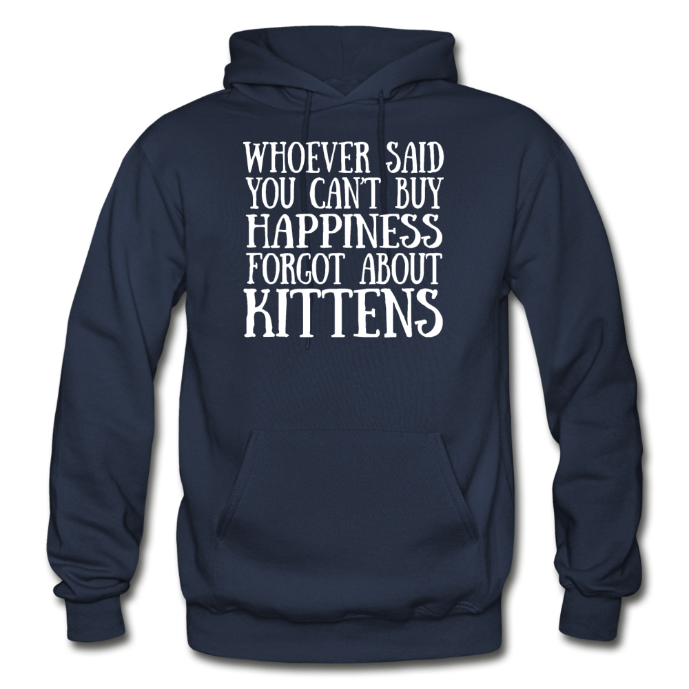 Can't Buy Happiness - Kittens - White - Gildan Heavy Blend Adult Hoodie - navy