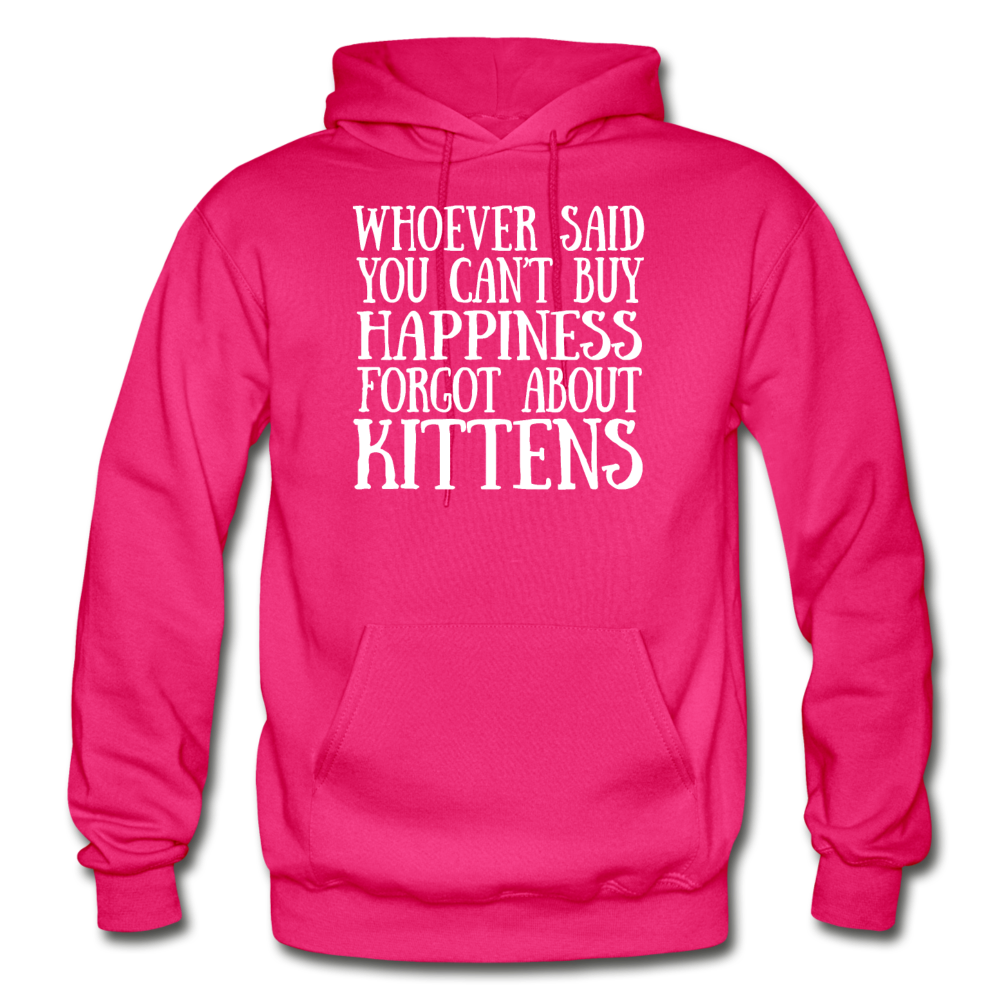 Can't Buy Happiness - Kittens - White - Gildan Heavy Blend Adult Hoodie - fuchsia