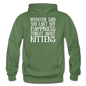 Can't Buy Happiness - Kittens - White - Gildan Heavy Blend Adult Hoodie - military green