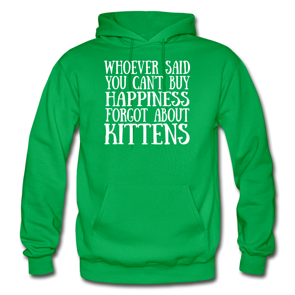 Can't Buy Happiness - Kittens - White - Gildan Heavy Blend Adult Hoodie - kelly green