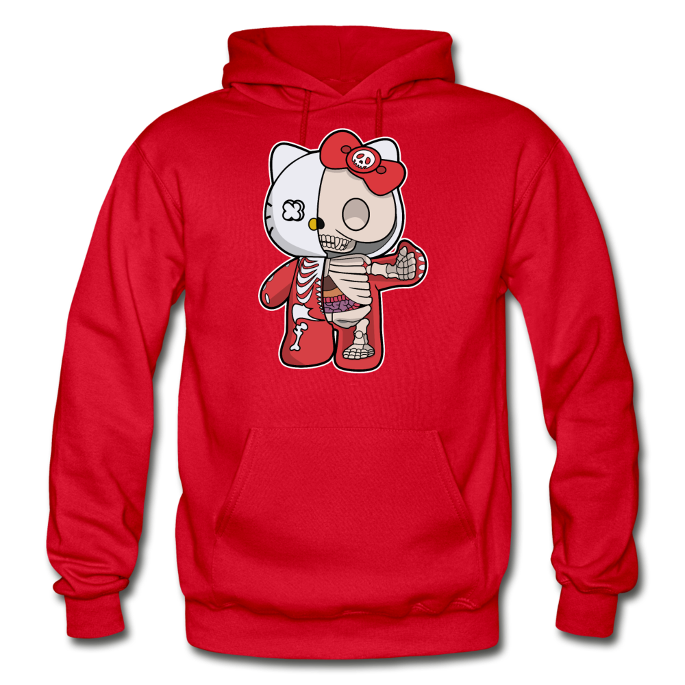 Hello Kitty - Half Skeleton - Gildan Heavy Blend Adult Hoodie - red