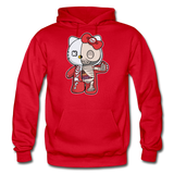 Hello Kitty - Half Skeleton - Gildan Heavy Blend Adult Hoodie - red