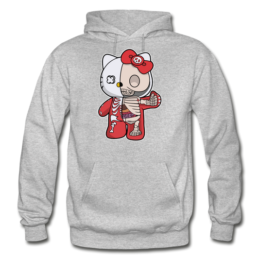 Hello Kitty - Half Skeleton - Gildan Heavy Blend Adult Hoodie - heather gray