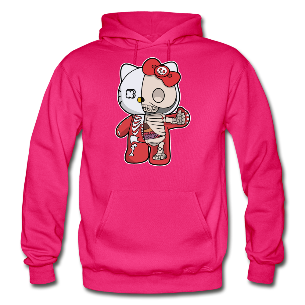 Hello Kitty - Half Skeleton - Gildan Heavy Blend Adult Hoodie - fuchsia