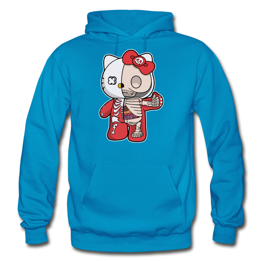 Hello Kitty - Half Skeleton - Gildan Heavy Blend Adult Hoodie - turquoise