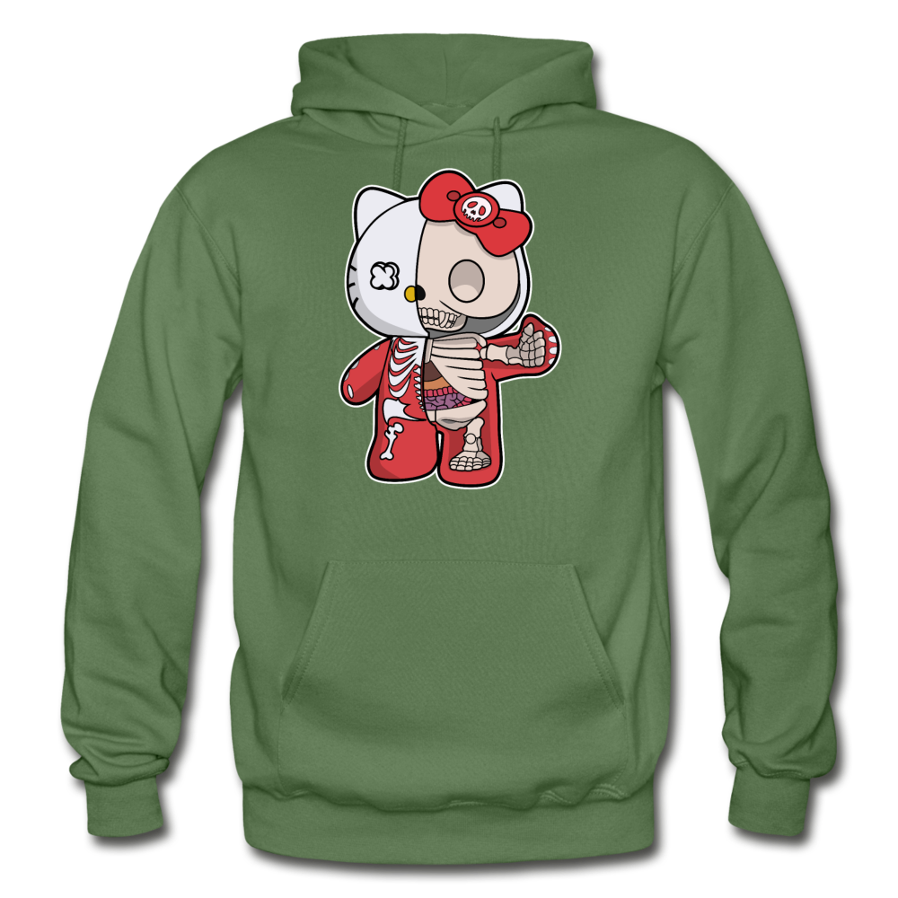 Hello Kitty - Half Skeleton - Gildan Heavy Blend Adult Hoodie - military green