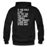 Hold A Cat By The Tail - White - Gildan Heavy Blend Adult Hoodie - black