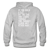 Hold A Cat By The Tail - White - Gildan Heavy Blend Adult Hoodie - heather gray