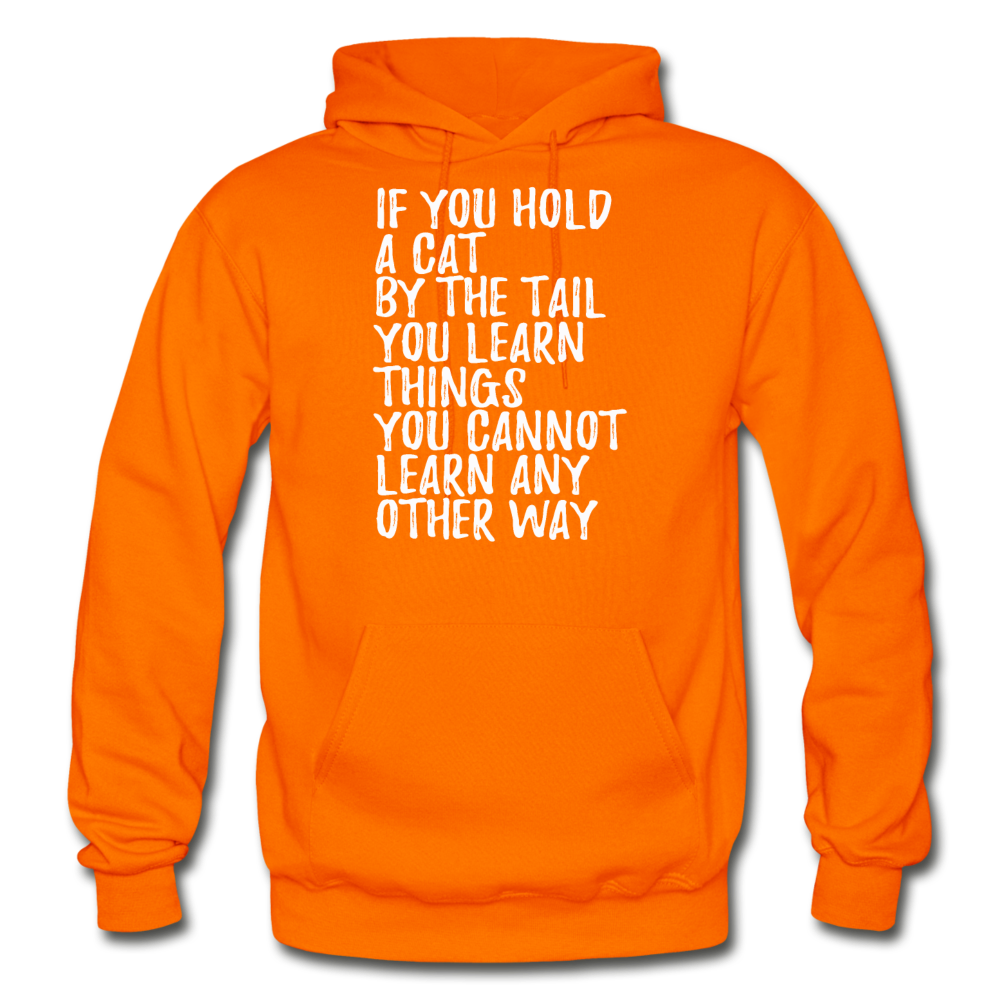 Hold A Cat By The Tail - White - Gildan Heavy Blend Adult Hoodie - orange