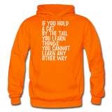 Hold A Cat By The Tail - White - Gildan Heavy Blend Adult Hoodie - orange