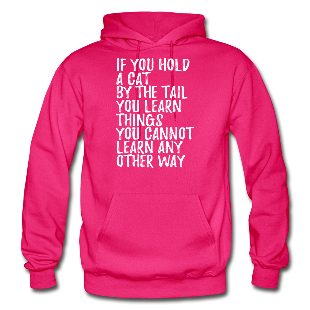 Hold A Cat By The Tail - White - Gildan Heavy Blend Adult Hoodie - fuchsia