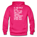 Hold A Cat By The Tail - White - Gildan Heavy Blend Adult Hoodie - fuchsia