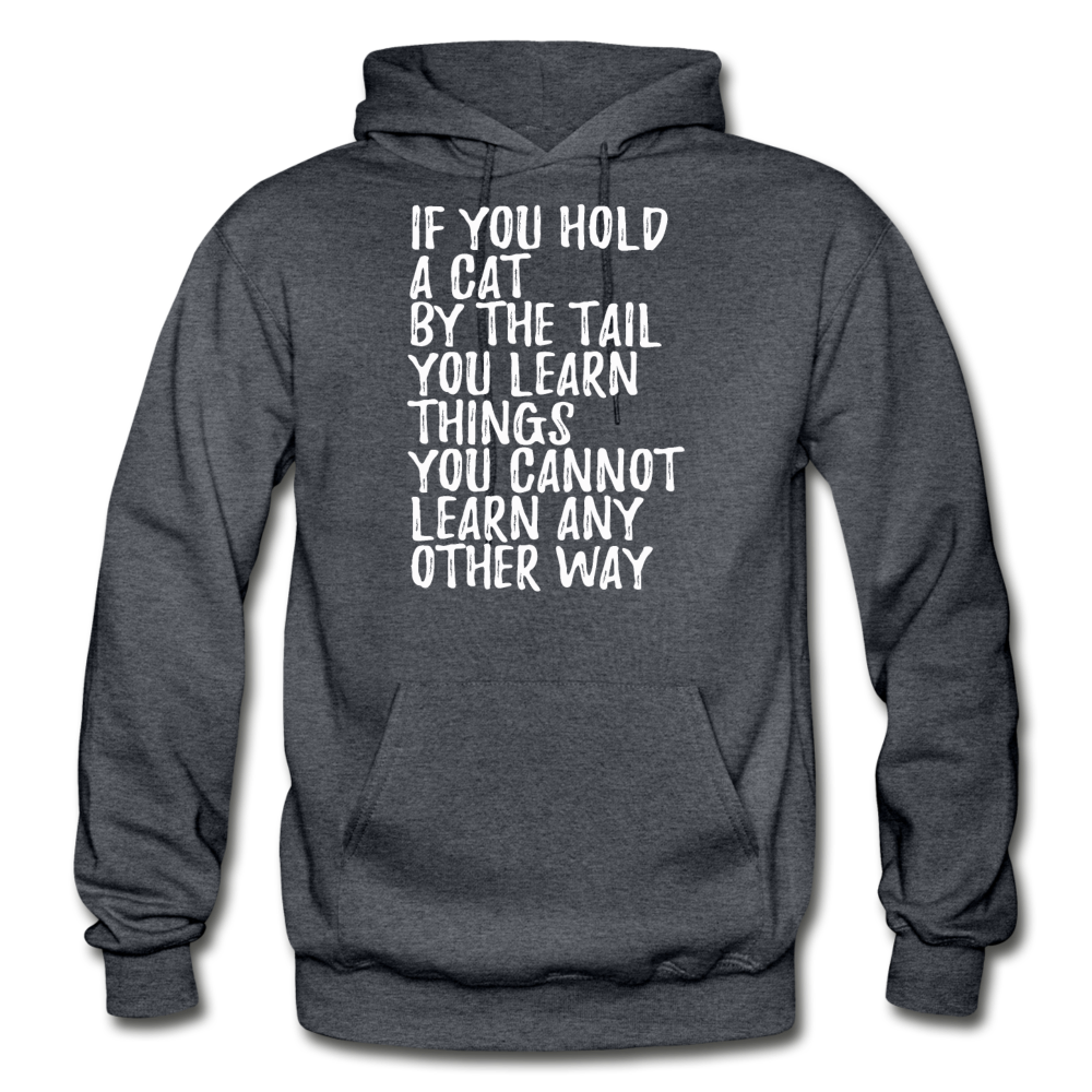 Hold A Cat By The Tail - White - Gildan Heavy Blend Adult Hoodie - charcoal gray