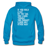Hold A Cat By The Tail - White - Gildan Heavy Blend Adult Hoodie - turquoise