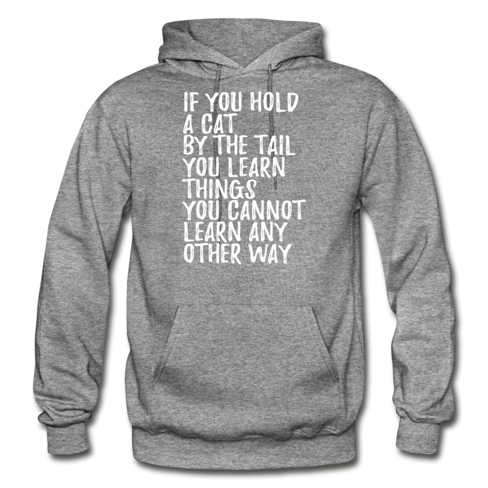 Hold A Cat By The Tail - White - Gildan Heavy Blend Adult Hoodie - graphite heather