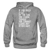 Hold A Cat By The Tail - White - Gildan Heavy Blend Adult Hoodie - graphite heather