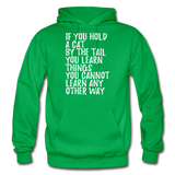 Hold A Cat By The Tail - White - Gildan Heavy Blend Adult Hoodie - kelly green