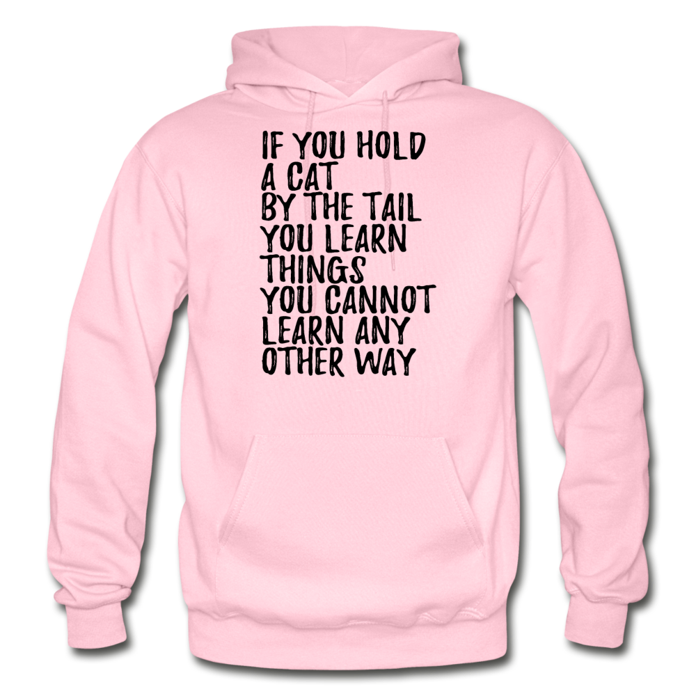 Hold A Cat By The Tail - Black - Gildan Heavy Blend Adult Hoodie - light pink