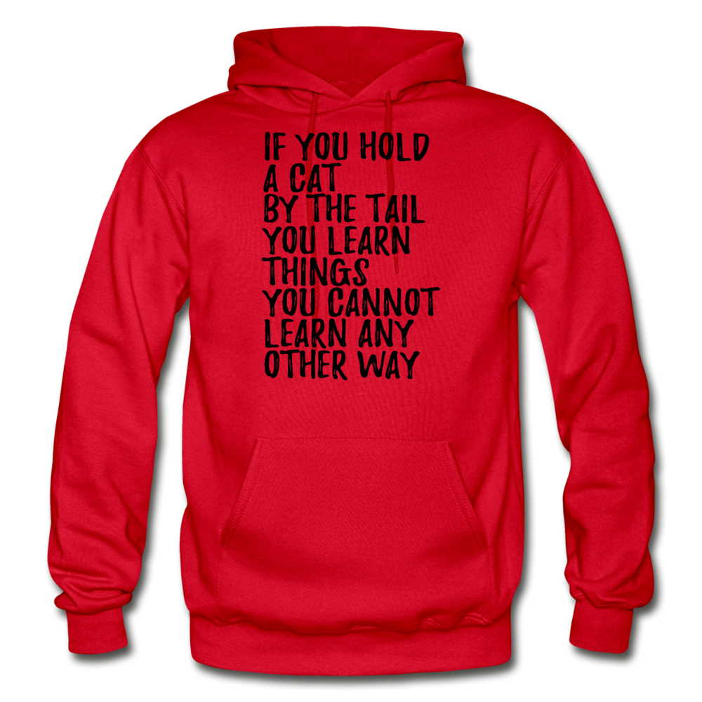 Hold A Cat By The Tail - Black - Gildan Heavy Blend Adult Hoodie - red