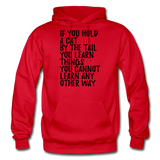Hold A Cat By The Tail - Black - Gildan Heavy Blend Adult Hoodie - red