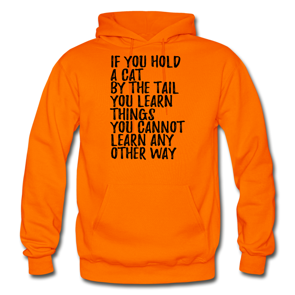 Hold A Cat By The Tail - Black - Gildan Heavy Blend Adult Hoodie - orange