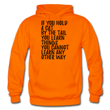 Hold A Cat By The Tail - Black - Gildan Heavy Blend Adult Hoodie - orange