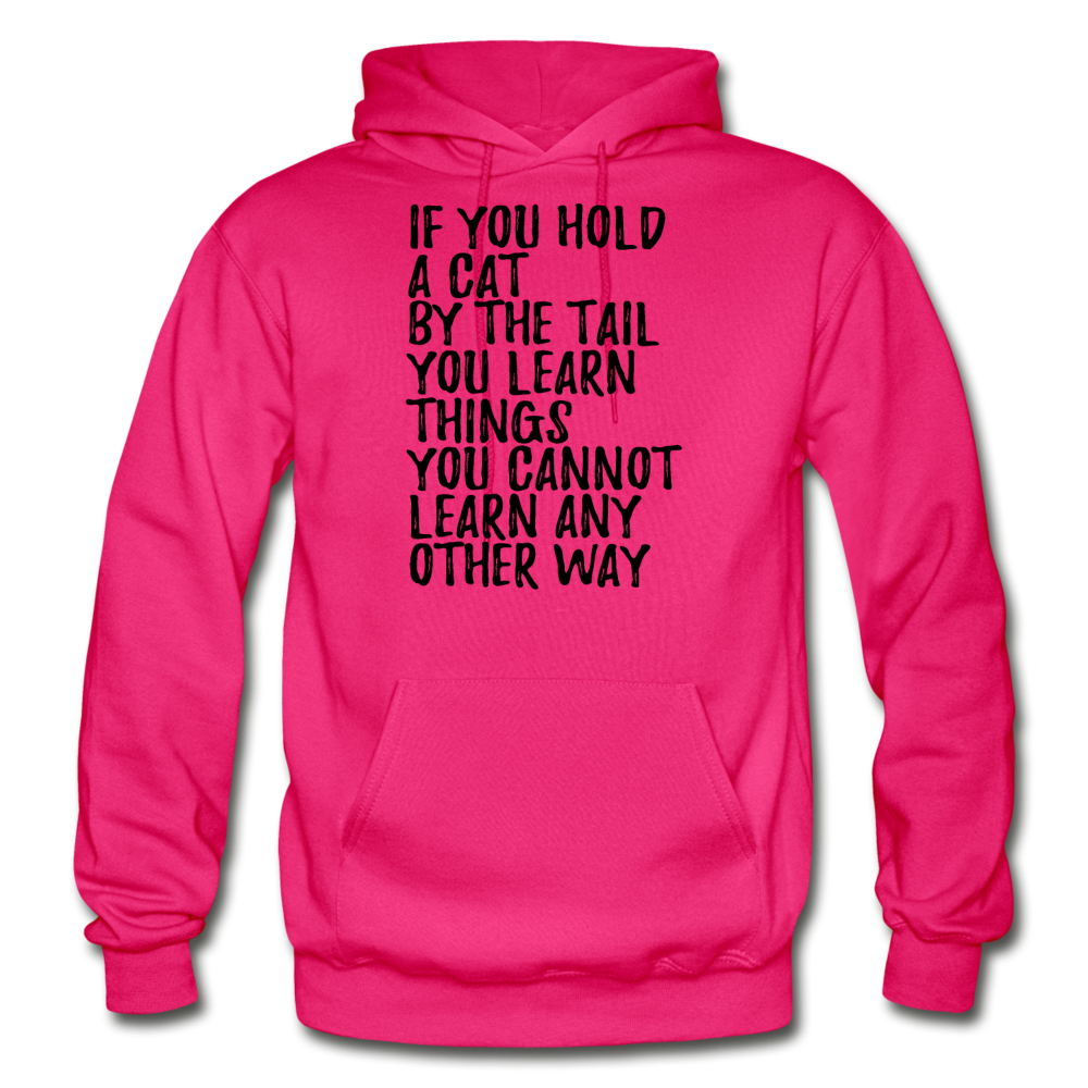 Hold A Cat By The Tail - Black - Gildan Heavy Blend Adult Hoodie - fuchsia