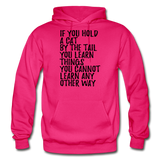 Hold A Cat By The Tail - Black - Gildan Heavy Blend Adult Hoodie - fuchsia