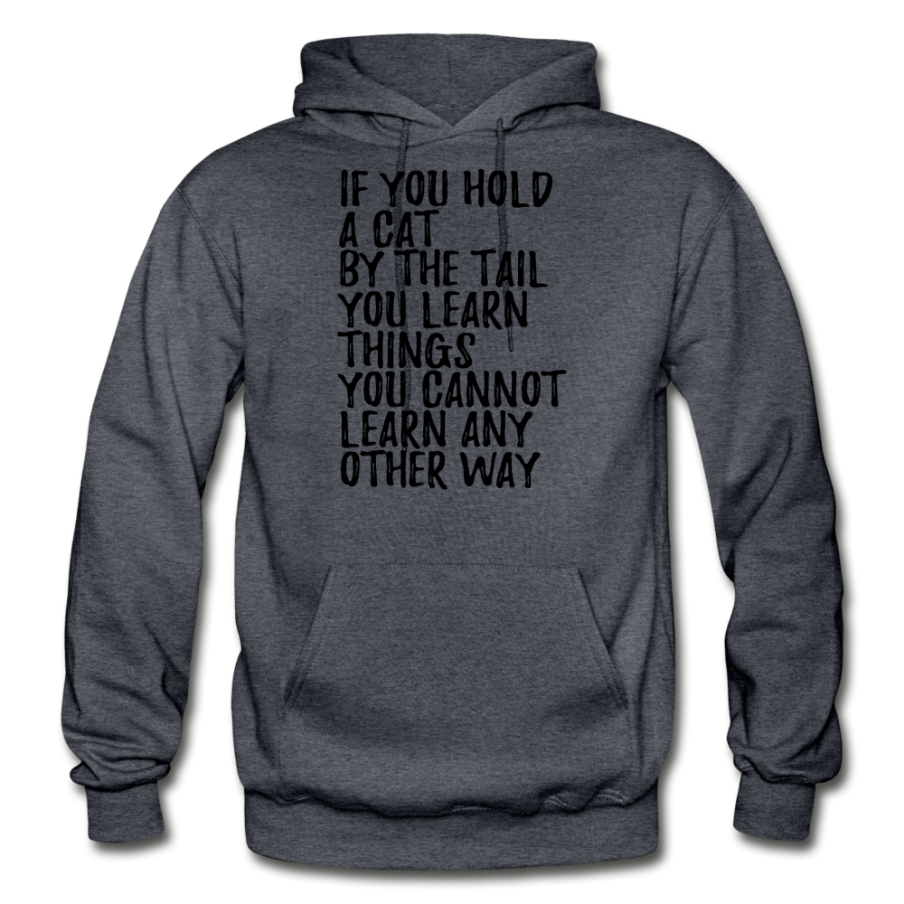 Hold A Cat By The Tail - Black - Gildan Heavy Blend Adult Hoodie - charcoal gray