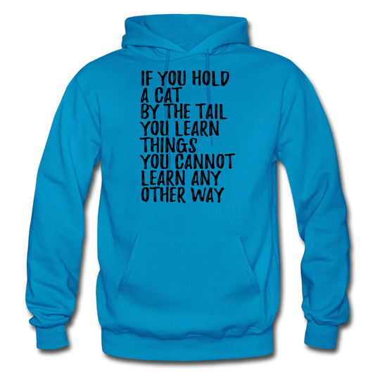 Hold A Cat By The Tail - Black - Gildan Heavy Blend Adult Hoodie - turquoise