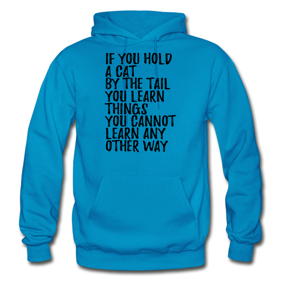 Hold A Cat By The Tail - Black - Gildan Heavy Blend Adult Hoodie - turquoise