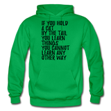 Hold A Cat By The Tail - Black - Gildan Heavy Blend Adult Hoodie - kelly green