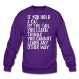 Hold A Cat By The Tail - White - Crewneck Sweatshirt - purple