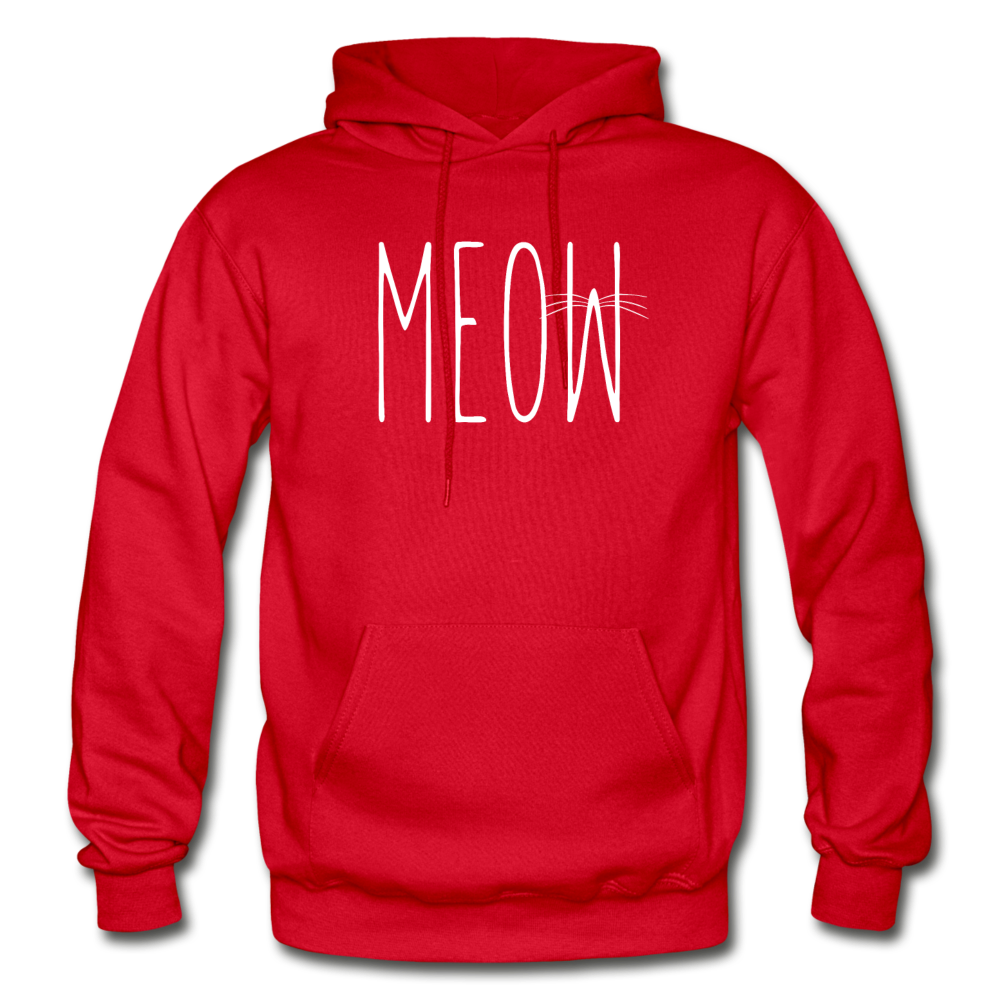 Meow - White - Gildan Heavy Blend Adult Hoodie - red