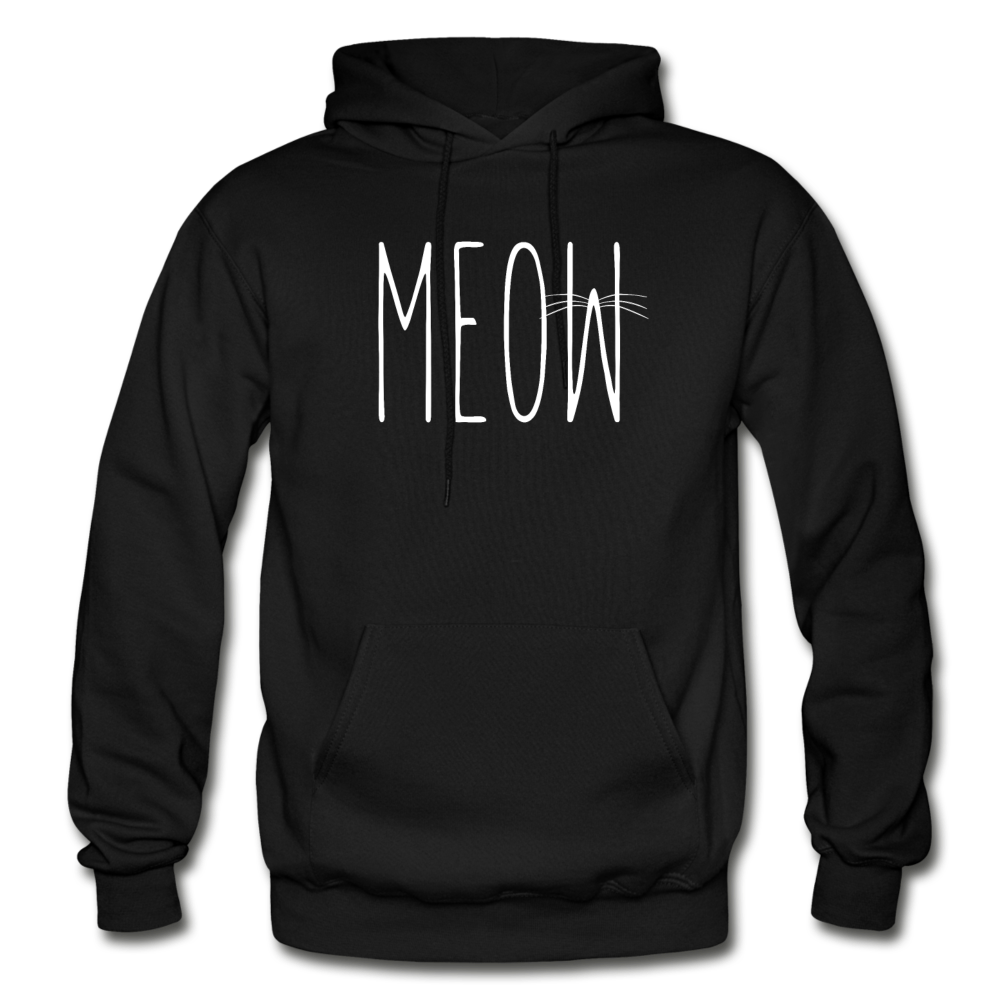 Meow - White - Gildan Heavy Blend Adult Hoodie - black