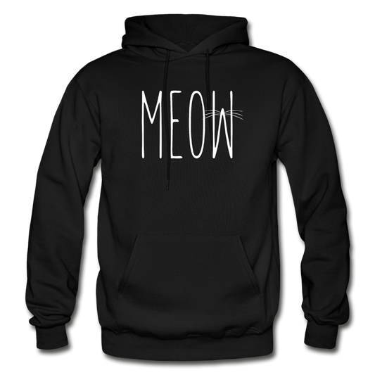 Meow - White - Gildan Heavy Blend Adult Hoodie - black