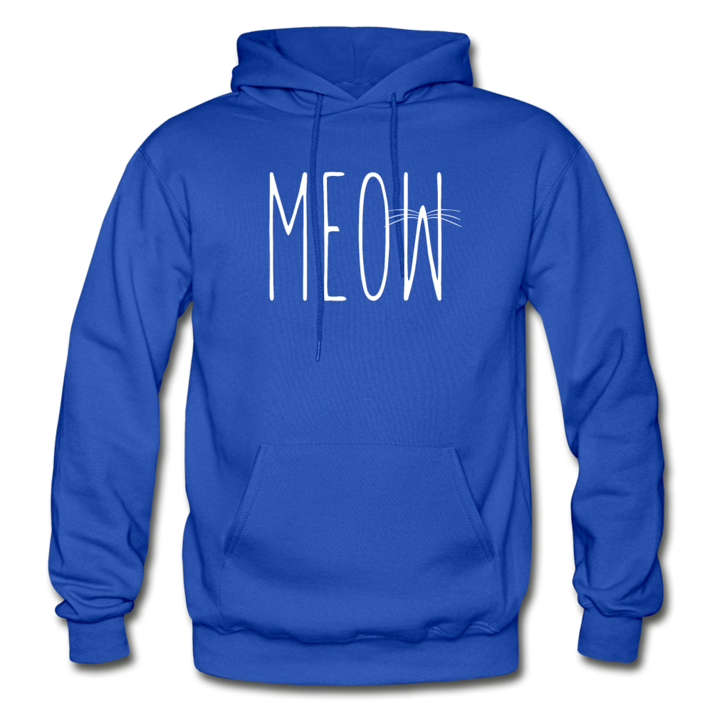 Meow - White - Gildan Heavy Blend Adult Hoodie - royal blue