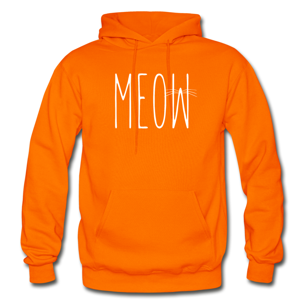 Meow - White - Gildan Heavy Blend Adult Hoodie - orange